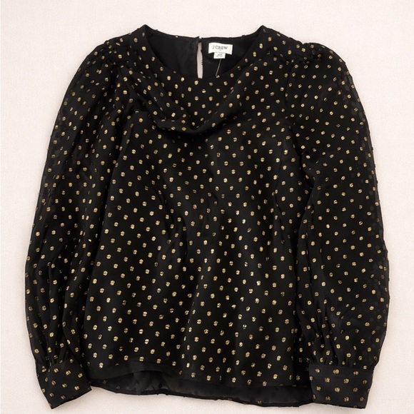 J. Crew Tops - J. Crew Black Blouse with Gold Dots